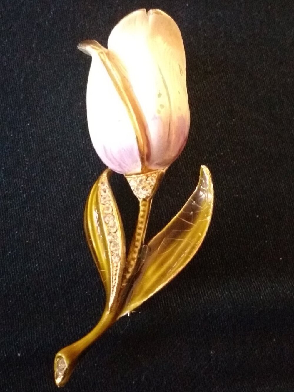 Vintage Enamel Tulip Brooch!